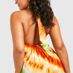 Grande Taille - Robe Longue Tie Dye à Col Montant 9 Grande Taille - Robe Longue Tie Dye à Col Montant -Pas Cher Vêtue Diva Magasin gzz38127 orange xl 3