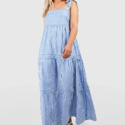 Grande Taille - Robe Longue Nouée Rayée