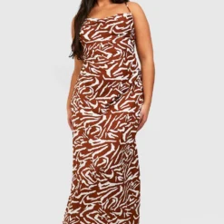 Grande Taille - Ensemble Zébré Avec Robe Longue Et Foulard