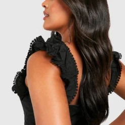 Grande Taille - Robe En Lin à Volants -Pas Cher Vêtue Diva Magasin gzz38162 black xl 3