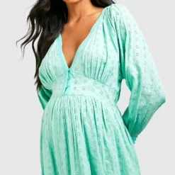 Maternité - Robe De Grossesse Mi-longue En Broderie 8 Maternité - Robe De Grossesse Mi-longue En Broderie -Pas Cher Vêtue Diva Magasin gzz38271 sage xl 2