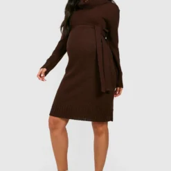 Maternité - Robe Pull De Grossesse à Col Bénitier