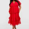 Grande Taille - Robe Plumetis à Manches Larges -Pas Cher Vêtue Diva Magasin gzz38401 red xl