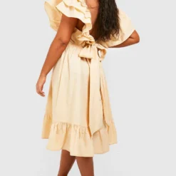 Grande Taille - Robe Mi-longue à Manches Volantées 7 Grande Taille - Robe Mi-longue à Manches Volantées -Pas Cher Vêtue Diva Magasin gzz38420 stone xl 1