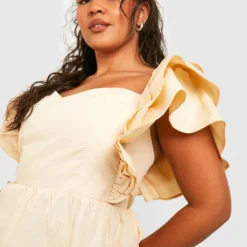 Grande Taille - Robe Mi-longue à Manches Volantées 8 Grande Taille - Robe Mi-longue à Manches Volantées -Pas Cher Vêtue Diva Magasin gzz38420 stone xl 2