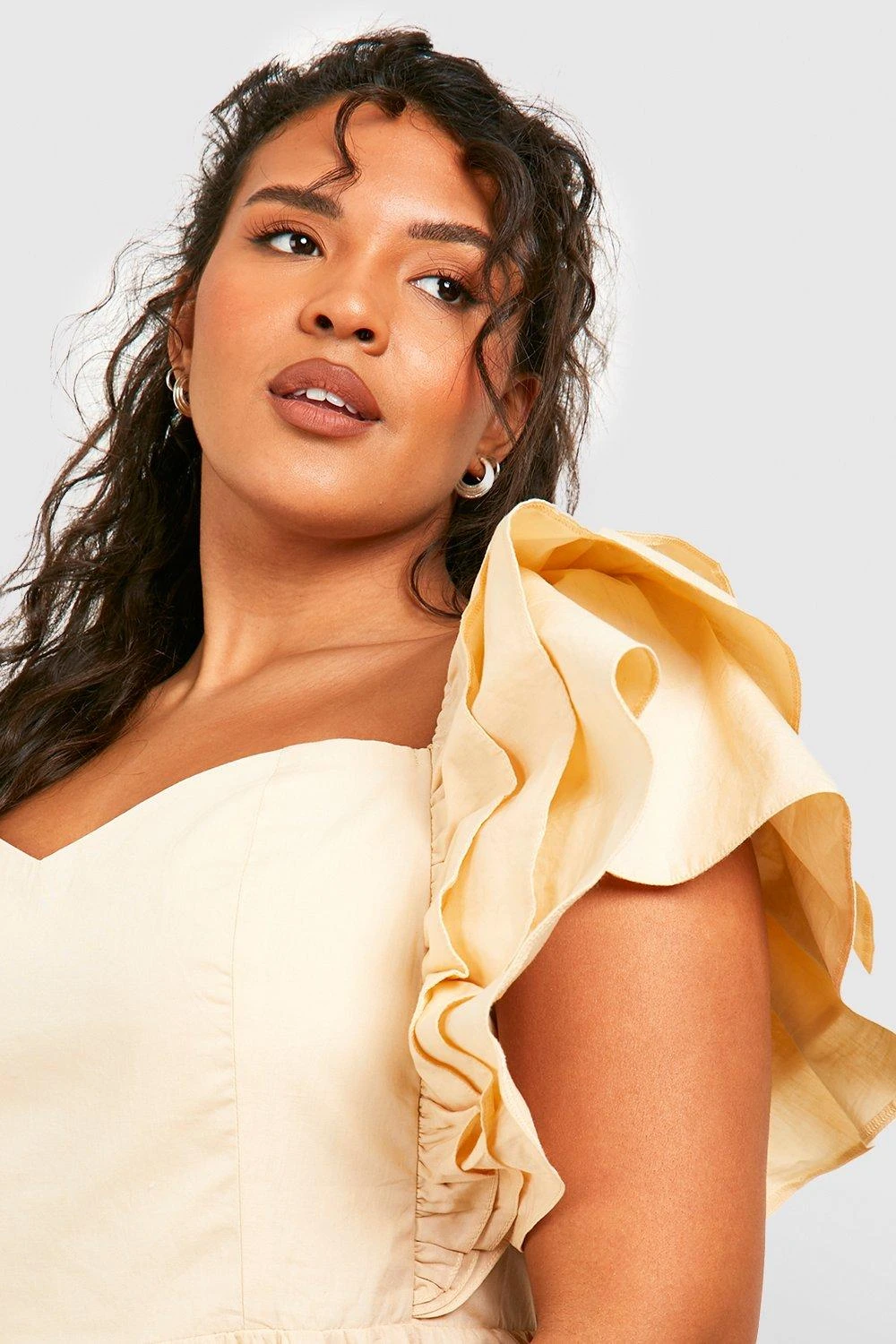 Grande Taille - Robe Mi-longue à Manches Volantées 6 Grande Taille - Robe Mi-longue à Manches Volantées – Image 4