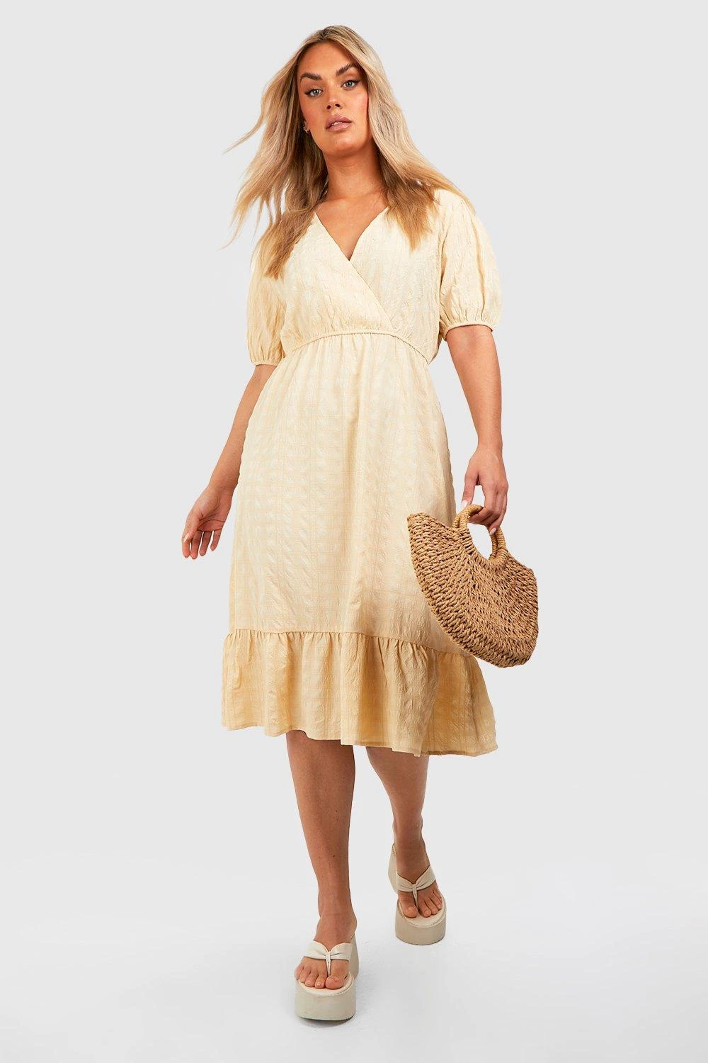 Grande Taille - Robe Portefeuille Mi-longue 3 Grande Taille - Robe Portefeuille Mi-longue