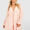 Grande Taille - Robe Babydoll En Plumetis à Volants -Pas Cher Vêtue Diva Magasin gzz38427 blush xl