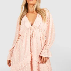 Grande Taille - Robe Babydoll En Plumetis à Volants