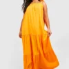 Grande Taille - Robe Longue Froncée Nouée -Pas Cher Vêtue Diva Magasin gzz38428 orange xl scaled