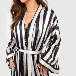 BOOHOO Robe De Chambre Satinée Rayée 9 BOOHOO Robe De Chambre Satinée Rayée -Pas Cher Vêtue Diva Magasin gzz38498 champagne xl 3