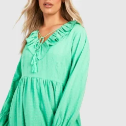 Grande Taille - Robe Texturée à Volants -Pas Cher Vêtue Diva Magasin gzz38567 pale20green xl 3 scaled