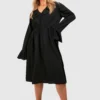Grande Taille - Robe Mi-longue Texturée -Pas Cher Vêtue Diva Magasin gzz38568 black xl
