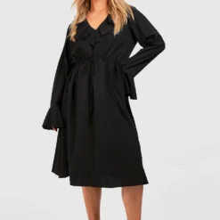 Grande Taille - Robe Mi-longue Texturée -Pas Cher Vêtue Diva Magasin gzz38568 black xl 2