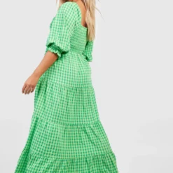Grande Taille - Robe Mi-longue à Imprimé Vichy -Pas Cher Vêtue Diva Magasin gzz38569 green xl 1 scaled