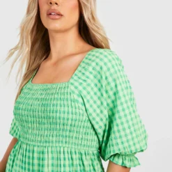 Grande Taille - Robe Mi-longue à Imprimé Vichy -Pas Cher Vêtue Diva Magasin gzz38569 green xl 3 scaled