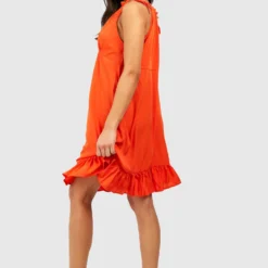 Petite - Robe Droite Volants -Pas Cher Vêtue Diva Magasin gzz38630 orange xl 1 scaled