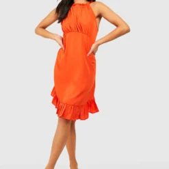 Petite - Robe Droite Volants -Pas Cher Vêtue Diva Magasin gzz38630 orange xl 2 scaled
