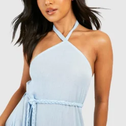 Petite - Robe Longue Dos Nu à Volants Et Ceinture -Pas Cher Vêtue Diva Magasin gzz38634 blue xl 3