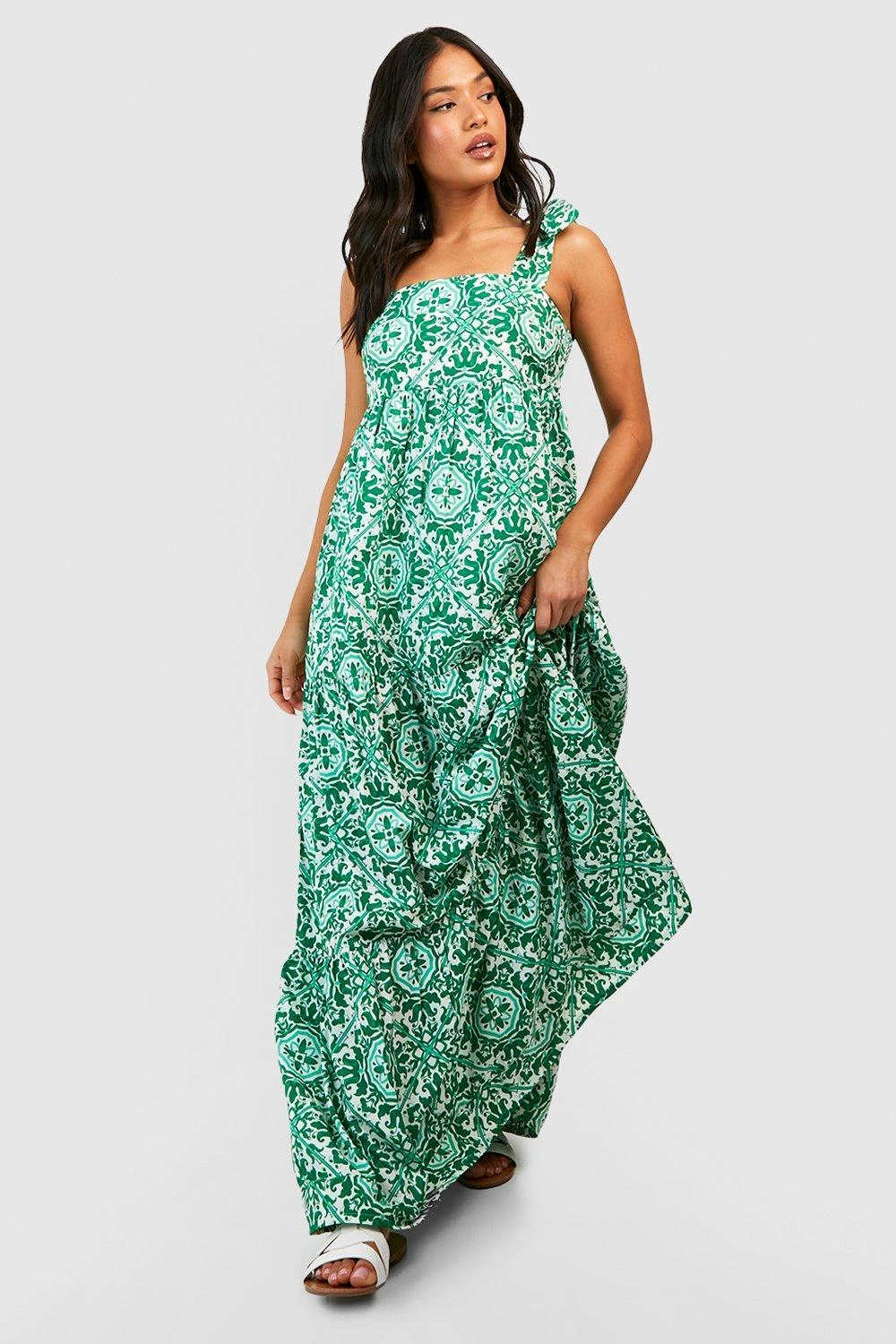 Petite - Robe Longue Froncée à Imprimé Porcelaine 5 Petite - Robe Longue Froncée à Imprimé Porcelaine – Image 3