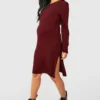Maternité - Robe Pull De Grossesse à Col Rond -Pas Cher Vêtue Diva Magasin gzz38755 wine xl