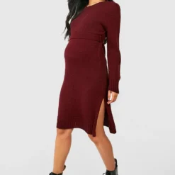 Maternité - Robe Pull De Grossesse à Col Rond