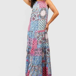 Petite - Robe Longue Imprimée -Pas Cher Vêtue Diva Magasin gzz38767 blue xl 2