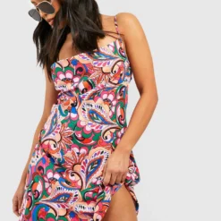 Petite - Ensemble Abstrait Avec Robe Courte Et Foulard