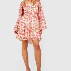 BOOHOO Tall - Robe Patineuse Fleurie En Mesh -Pas Cher Vêtue Diva Magasin gzz38792 blush xl 2