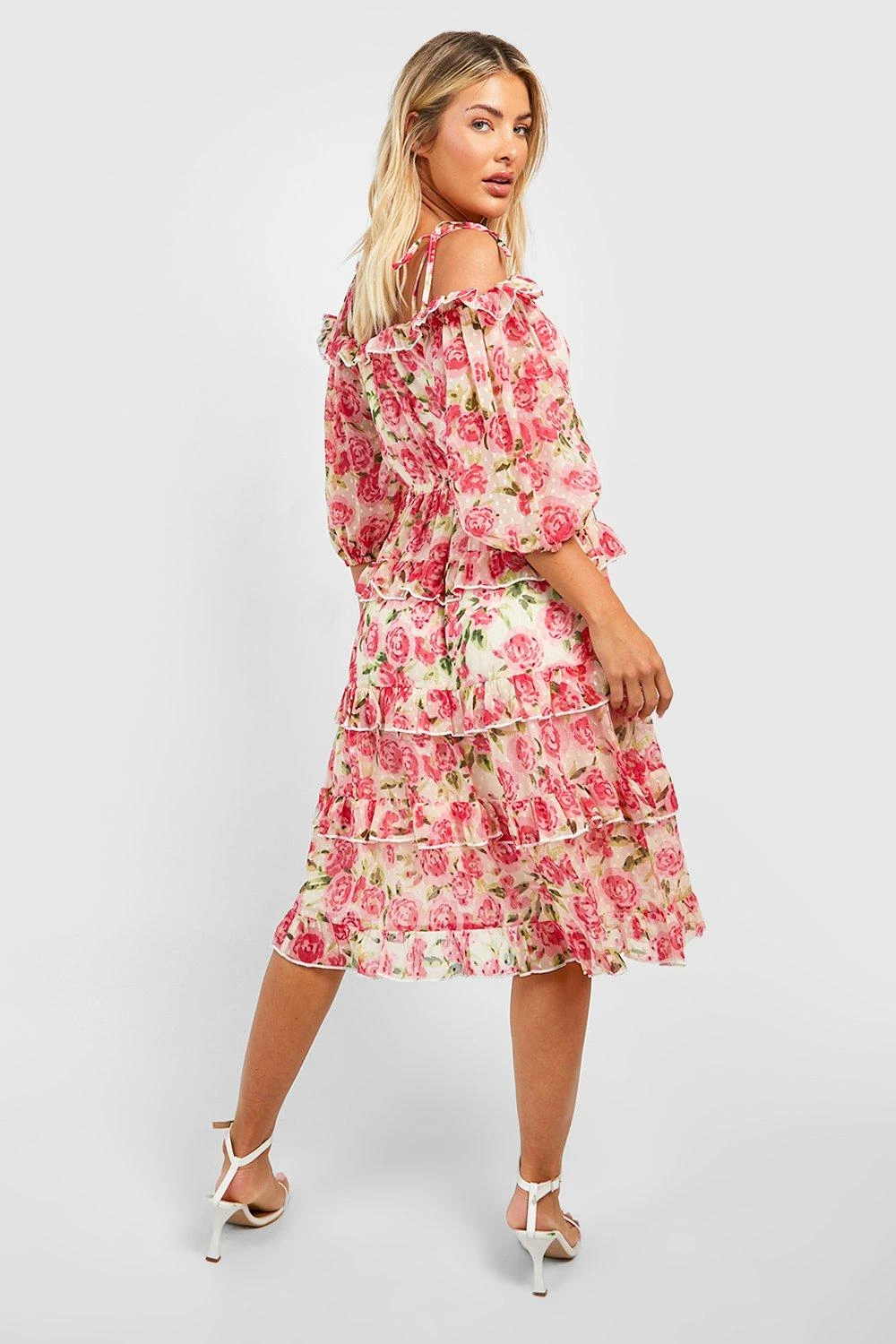 Robe Mi-longue Fleurie à Volants 4 Robe Mi-longue Fleurie à Volants – Image 2
