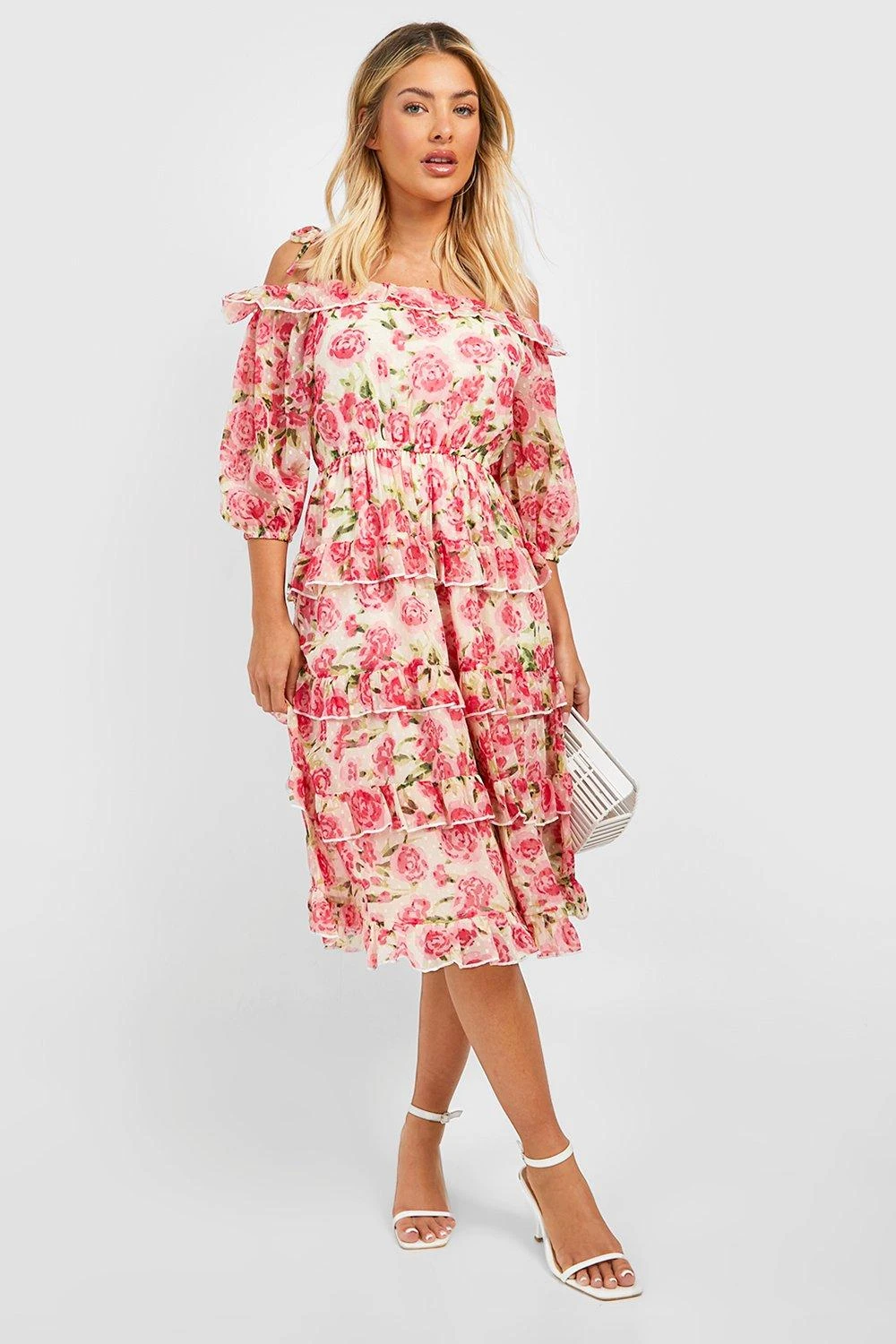 Robe Mi-longue Fleurie à Volants 5 Robe Mi-longue Fleurie à Volants – Image 3