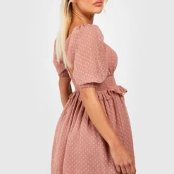 Robe Babydoll Plumetis à Volants -Pas Cher Vêtue Diva Magasin gzz39014 blush xl 1