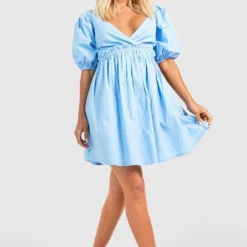 Robe Babydoll En Coton -Pas Cher Vêtue Diva Magasin gzz39027 blue xl 2