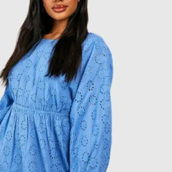 Robe Brodée à Découpes -Pas Cher Vêtue Diva Magasin gzz39035 denim blue xl 2