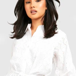 Robe Chemise Brodée à Ceinture -Pas Cher Vêtue Diva Magasin gzz39037 white xl 3