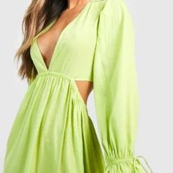 Robe Longue à Découpes -Pas Cher Vêtue Diva Magasin gzz39042 lime xl 3