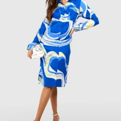 Robe Chemise Oversize à Imprimé Abstrait