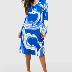 Robe Chemise Oversize à Imprimé Abstrait -Pas Cher Vêtue Diva Magasin gzz39073 blue xl 2 scaled