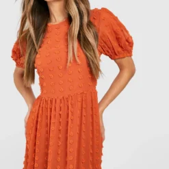 Robe Longue Froncée En Plumetis -Pas Cher Vêtue Diva Magasin gzz39082 rust xl 2 scaled