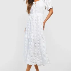 Robe Mi-longue Texturée Nouée