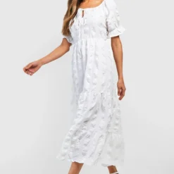 Robe Mi-longue Texturée Nouée -Pas Cher Vêtue Diva Magasin gzz39125 white xl 2