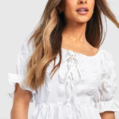 Robe Mi-longue Texturée Nouée -Pas Cher Vêtue Diva Magasin gzz39125 white xl 3