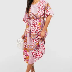 Robe Mi-longue Fleurie à Manches Larges 8 Robe Mi-longue Fleurie à Manches Larges -Pas Cher Vêtue Diva Magasin gzz39130 multi xl 2