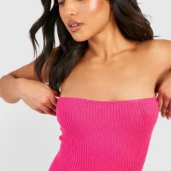 Petite - Robe Longue Côtelée -Pas Cher Vêtue Diva Magasin gzz39410 hot20pink xl 3