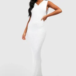 Tall - Robe Longue Côtelée -Pas Cher Vêtue Diva Magasin gzz39430 ivory xl 2