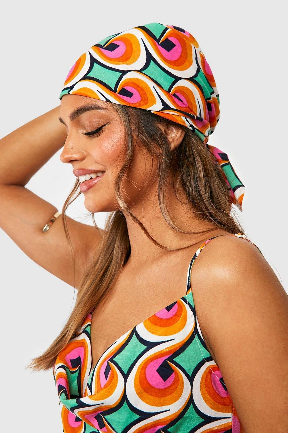 Ensemble à Imprimé Rétro Avec Robe Longue Et écharpe 6 Ensemble à Imprimé Rétro Avec Robe Longue Et écharpe – Image 4