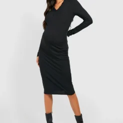 Maternité - Robe Pull De Grossesse Boutonnée