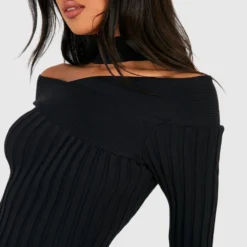 Robe Pull Premium à Col Bateau 9 Robe Pull Premium à Col Bateau -Pas Cher Vêtue Diva Magasin gzz39774 black xl 3