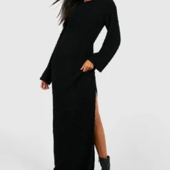 Robe Pull Premium Texturée Fendue -Pas Cher Vêtue Diva Magasin gzz39785 black xl 2