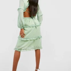 Maternité - Robe De Grossesse Mi-longue Nouée à Volants -Pas Cher Vêtue Diva Magasin gzz39967 sage xl 1